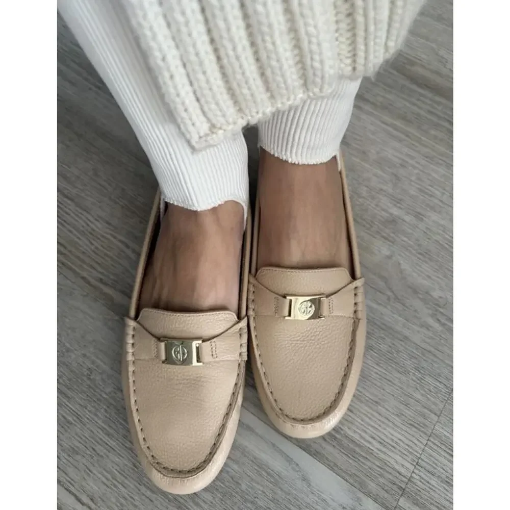 Giani Bernini Dailyn Beige Leather‎ Slip On Casual Comfort Loafer Shoes Sz 9M